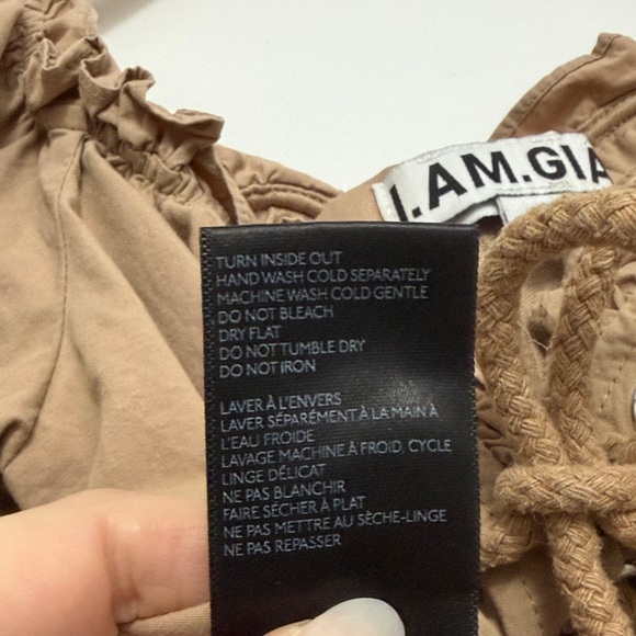 I.AM.GIA Alya Tan Lace-Up Off-Shoulder Crop Top - Picture 6 of 9